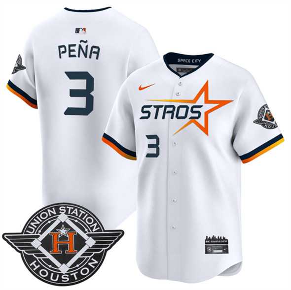 Men%27s Houston Astros #3 Jeremy Pena White 2025 City Connect Limited Stitched Jersey Dzhi